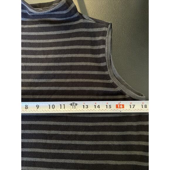 Chico's Zenergy Sweater Tank Medium Black Striped Cotton Blend Mock Neck Tunic - Picture 7 of 8